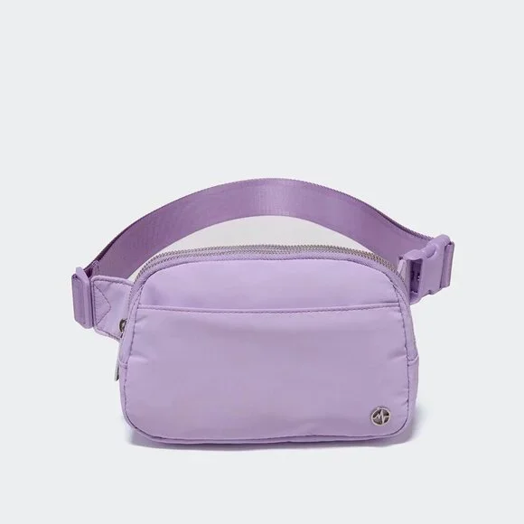 Large Lilac Purple Water-Resistant Nylon Travel Belt Bag with 5 Zipper Pockets - Picture 2 of 8